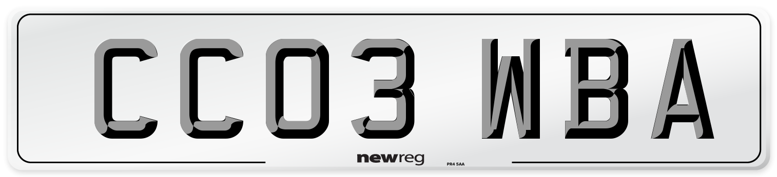 CC03 WBA Number Plate from New Reg